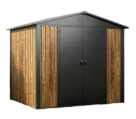 Хозблок-сарай металлический двускатный DS-03-CUST Wooden (распашные двери)